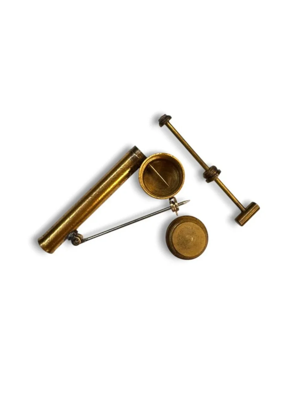Vintage 1940s Brass Perfume Atomizer Brooch Mechanical Novelty